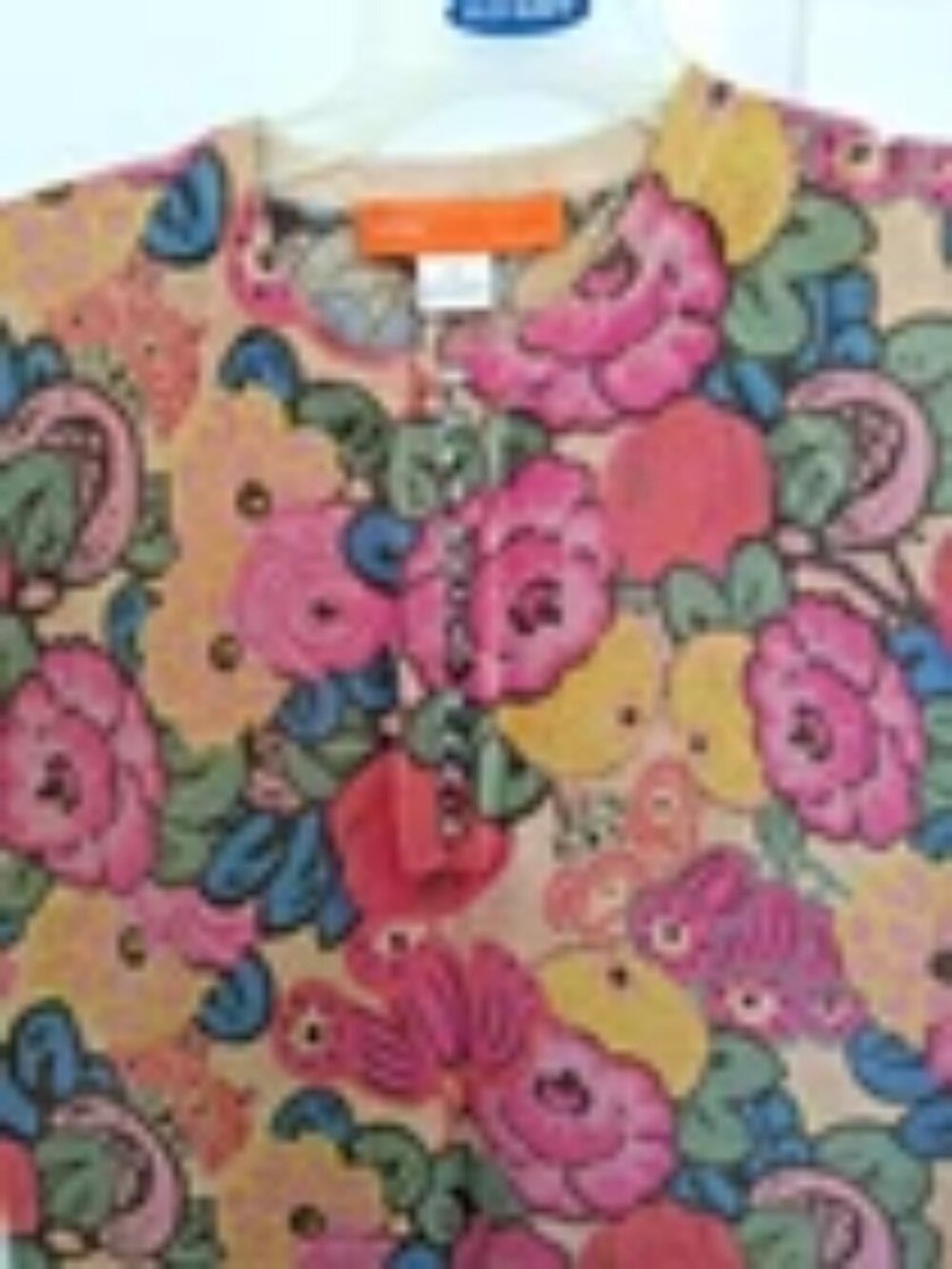 CYNTHIA STEFFE 100%CASHMERE TOP SIZE M FLORAL SHORT SLEEVE